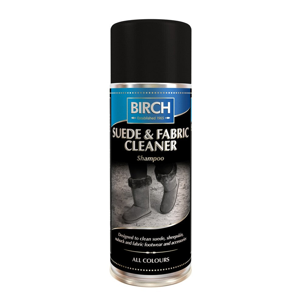 BIRCH Suede & Fabric Cleaner aerosol spray for cleaning stains from suede and fabric shoes.