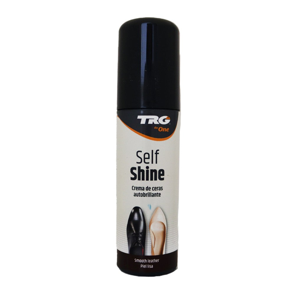 TRG Self-Shine 75ml with applicator for black shoes cleans, polishes, and shines in one step without buffing.