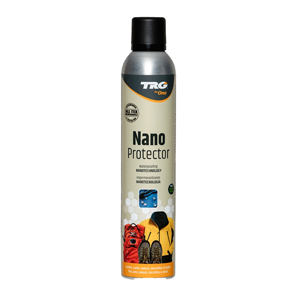 TRG Nano Protector is a 400ml water-repellent spray for superior protection on leather, suede, and textiles.