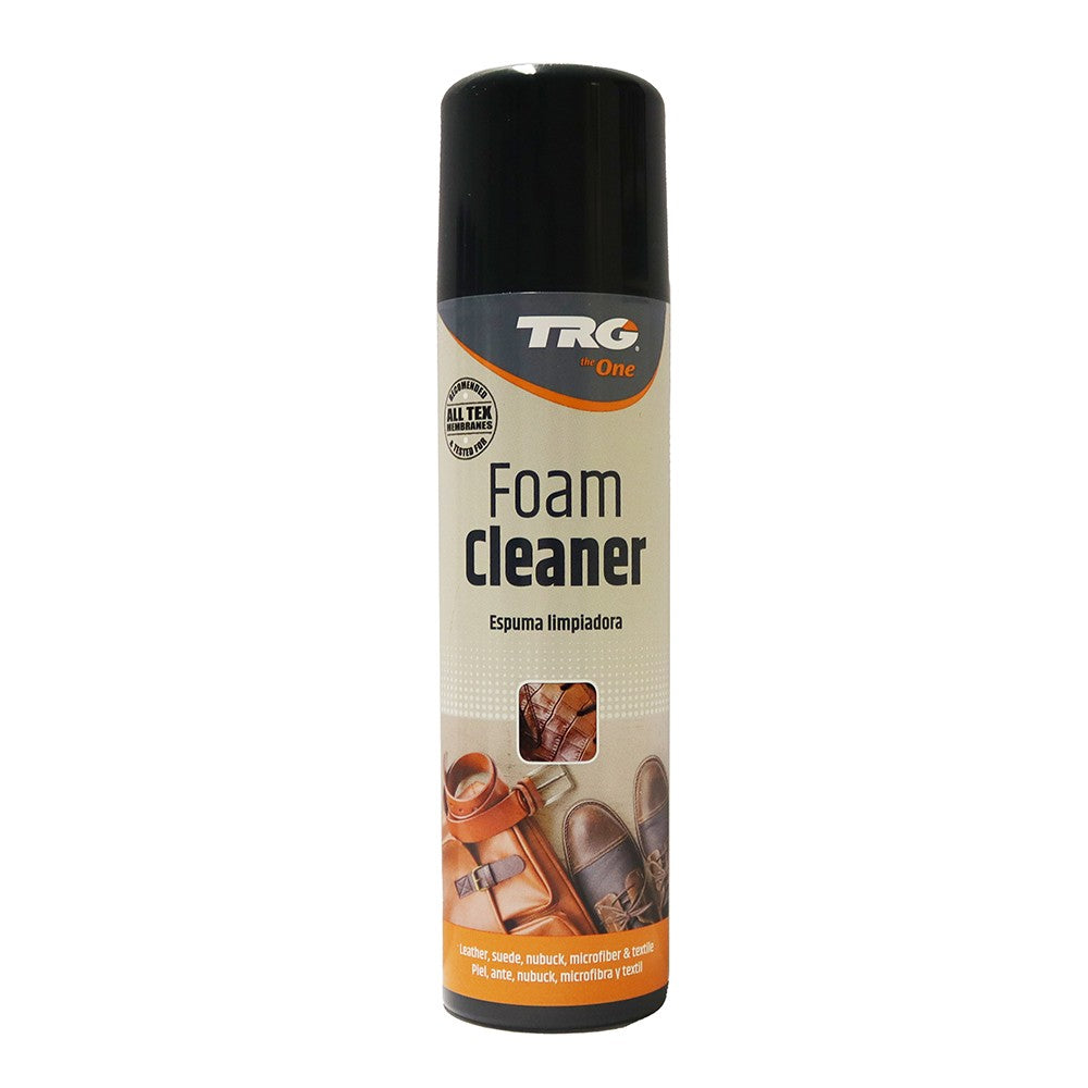 TRG Cleaner Foam Shampoo in a 150ml aerosol lifts dirt and grime from leather, suede, and nubuck shoes.