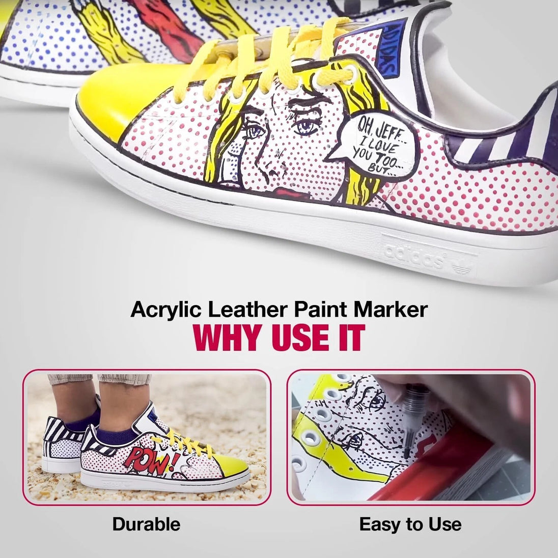 Detailed line work being applied to a sneaker using an Angelus 3mm empty paint marker achieving crisp professional results