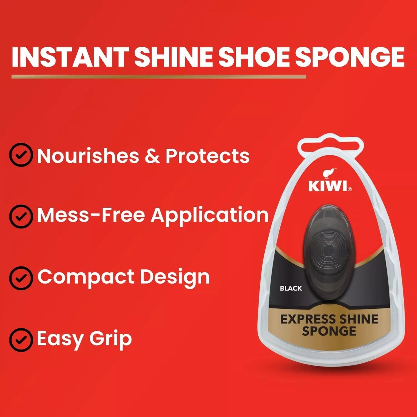 Achieve instant application shine with Kiwi Express Shine Sponge perfect for quick touch-ups between proper polishing sessions