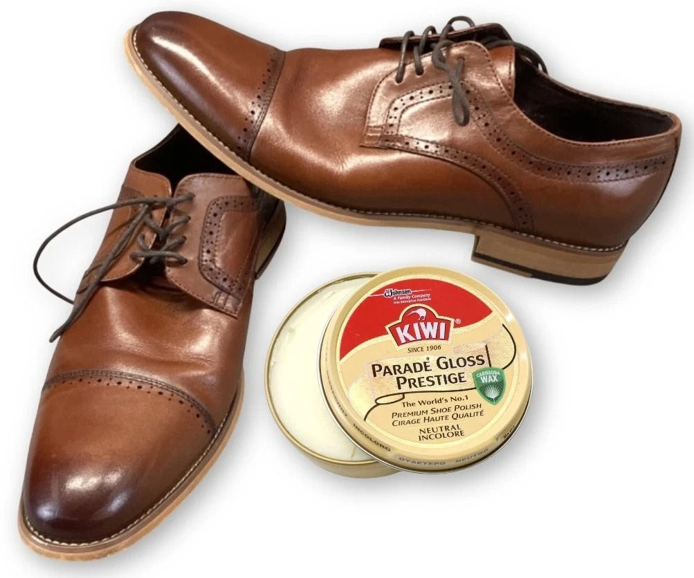 Achieve professional mirror finishes with Kiwi Parade Gloss formulated for parade-grade spectacular shine results