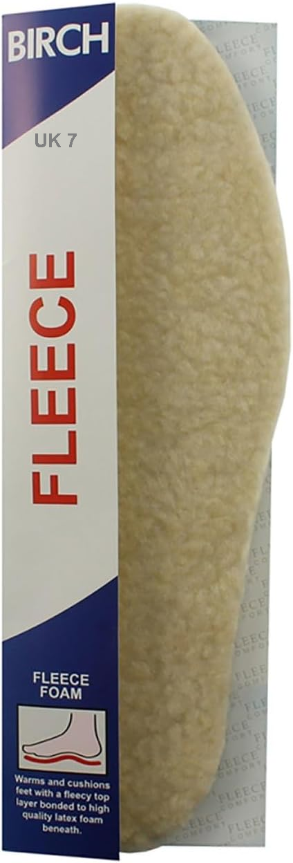 BIRCH mens fleecy insoles with soft fleece lining provide superior warmth and comfort for cold weather conditions in various shoe styles