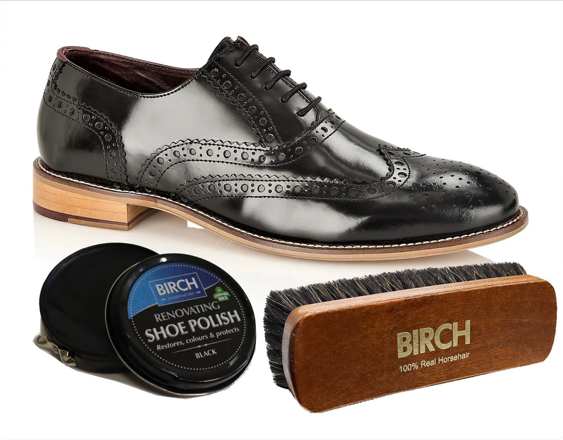 Professional shoe care with BIRCH Renovating Shoe Polish for leather restoration
