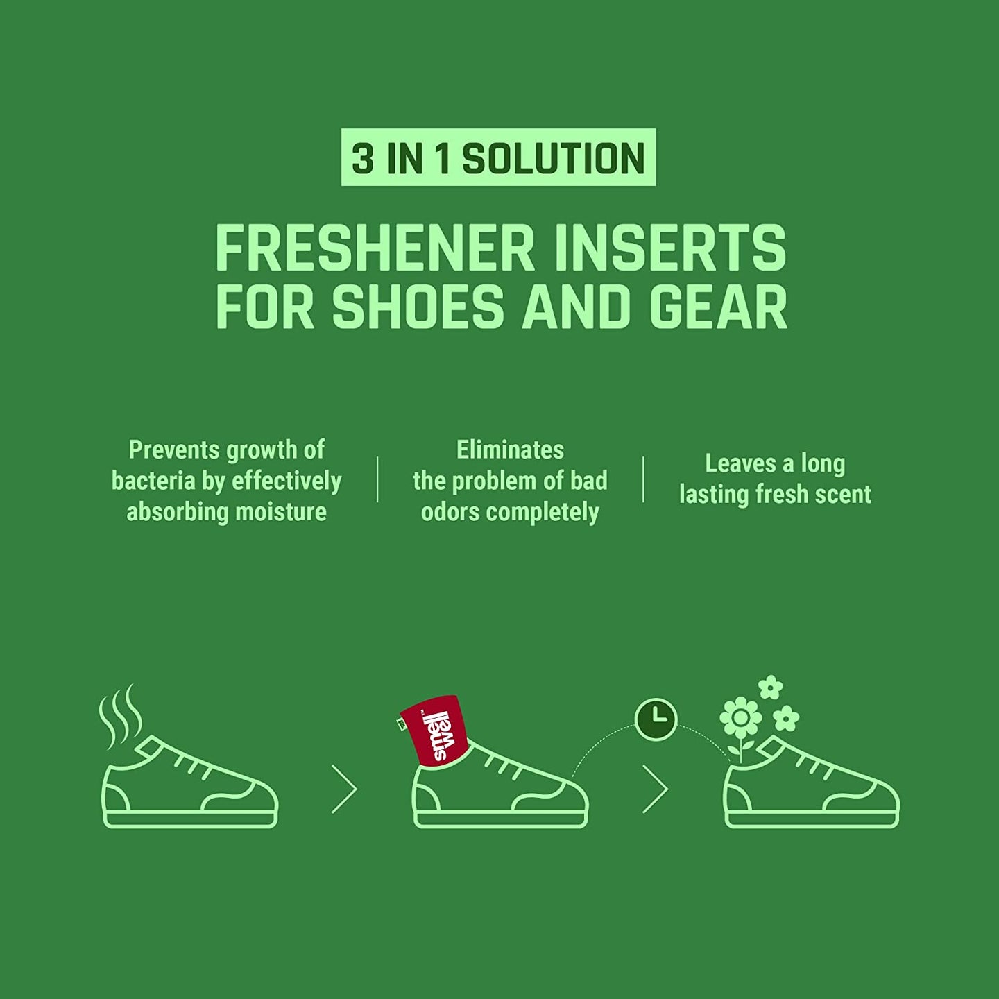 innovative inserts provide effective odour elimination for leather shoes and casual sneakers