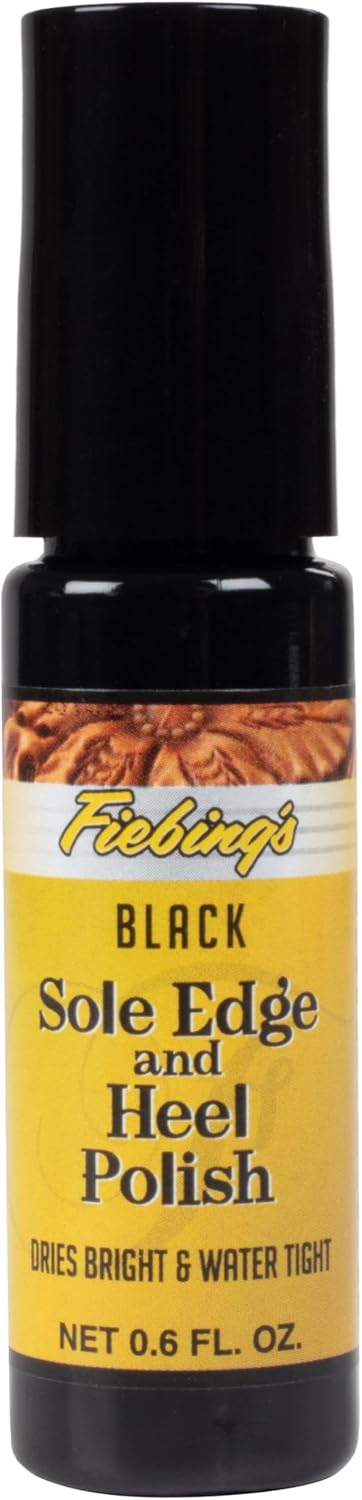 Fiebing's Black Edge Polish restores like-new finish to shoe soles and heels