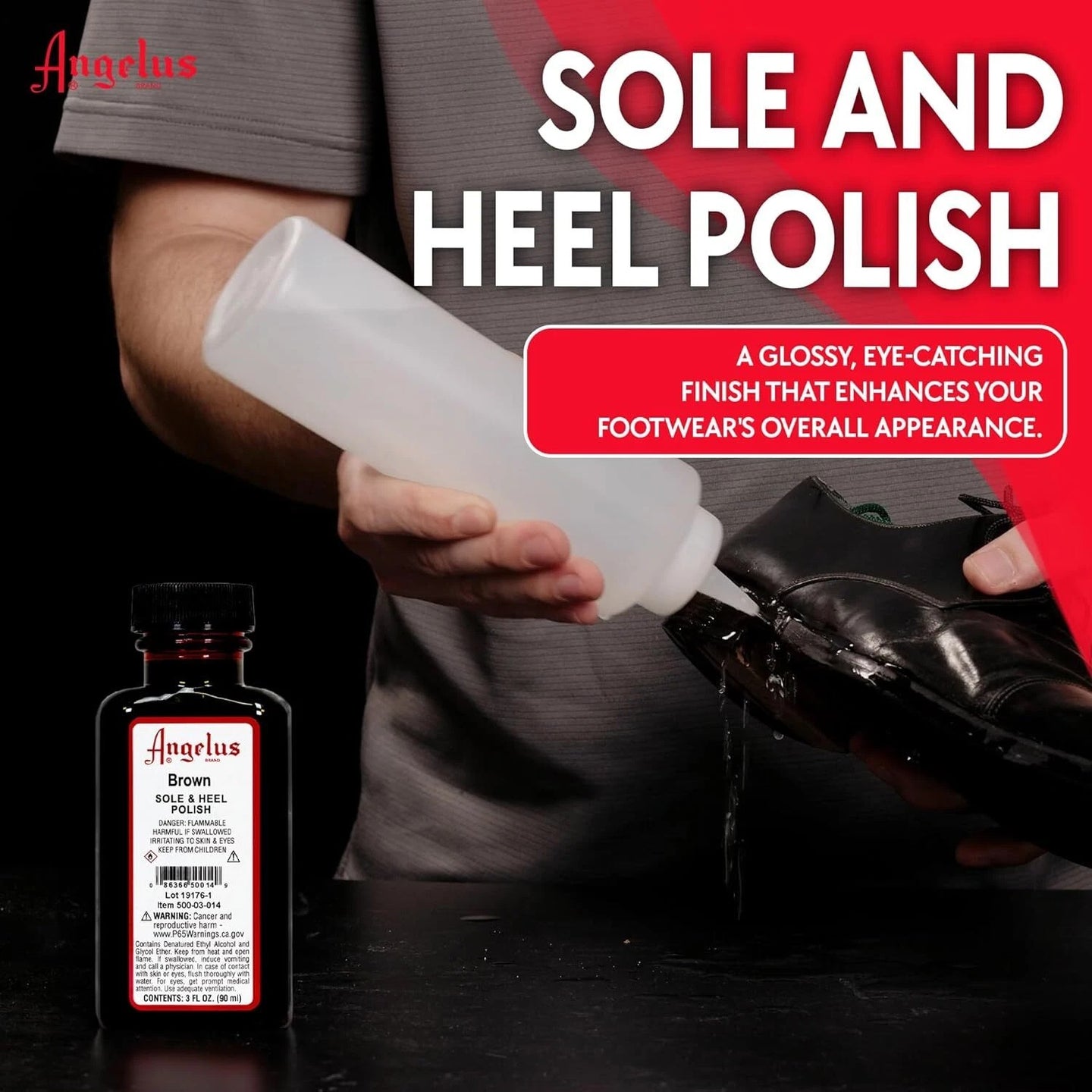 Applying Angelus Black Sole Polish to maintain perfect black edges on dress shoes and formal footwear