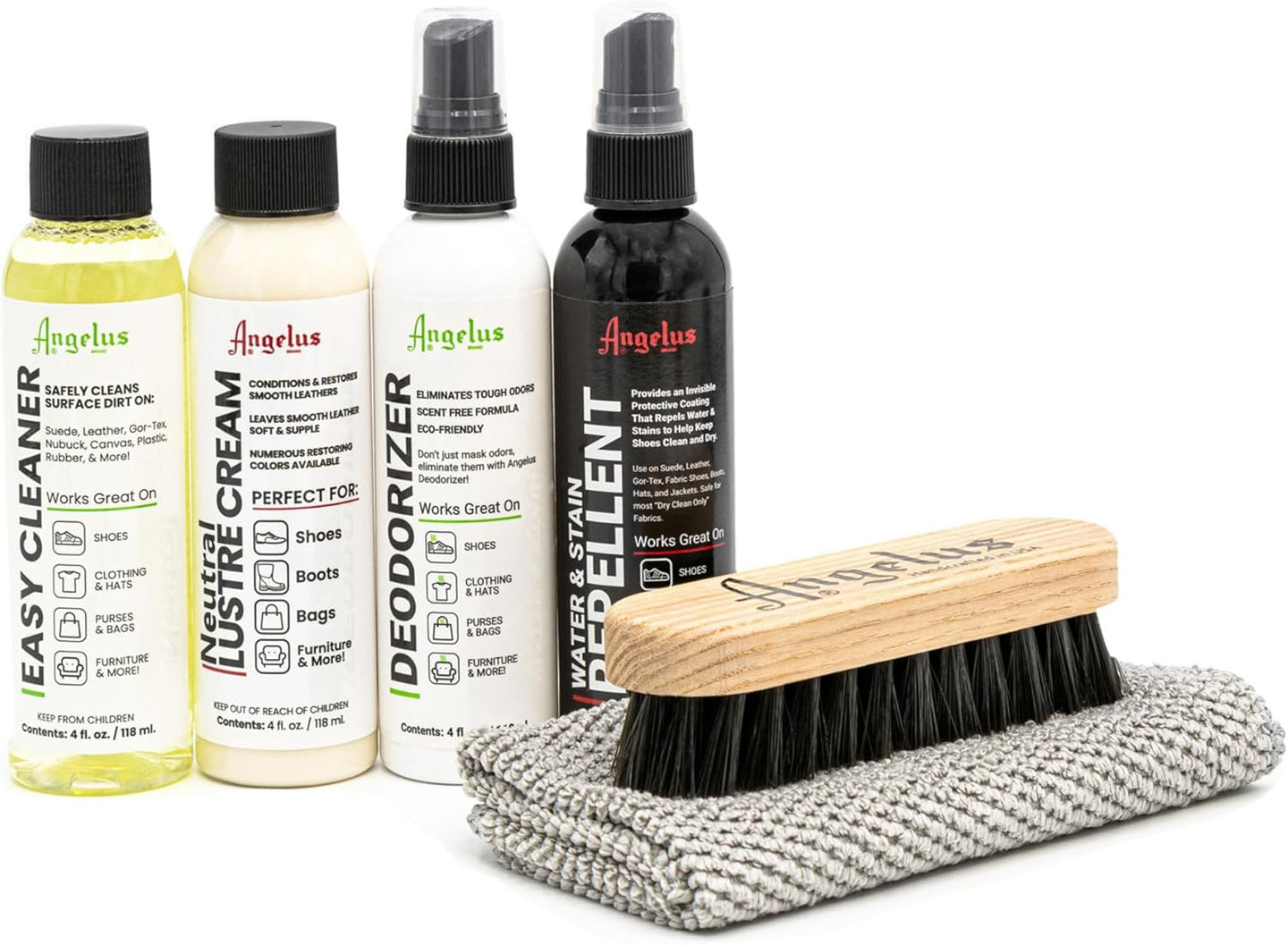 Maintain your entire footwear collection with Angelus ultimate kit featuring a professional selection of cleaning and care products