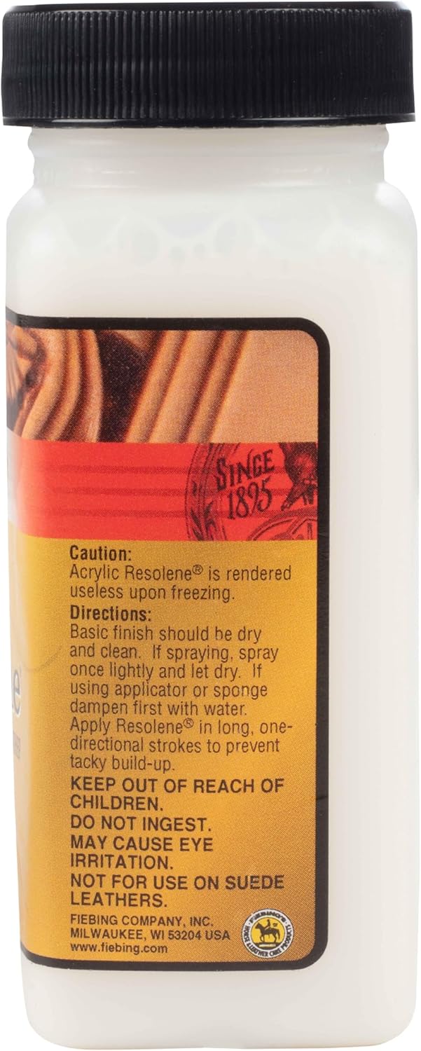 Fiebing's Resolene ensures vibrant long-lasting colour on all your dyed leather work