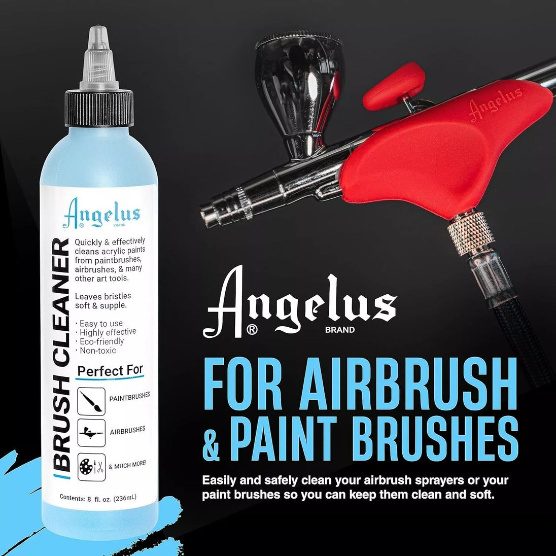 236ml Angelus brush cleaning solution helps maintain brush quality extend lifespan and prevent paint buildup in the bristles