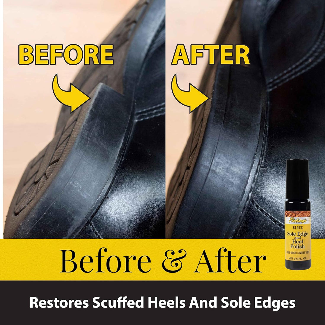Professional edge care with Fiebing's Sole & Heel Polish in convenient size