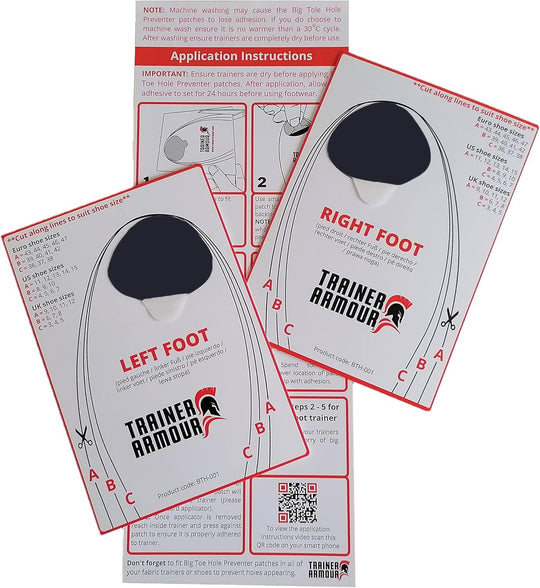 Trainer Armour Big Toe Hole Preventer Patches in Black reinforce shoes against big toe wear damage