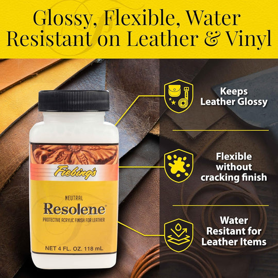 Fiebing's Resolene Finisher in Neutral seals and protects leather dye with a durable finish