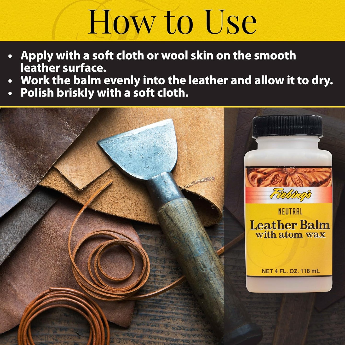 Fiebing's Leather Balm creates a flexible water-resistant barrier for leather goods