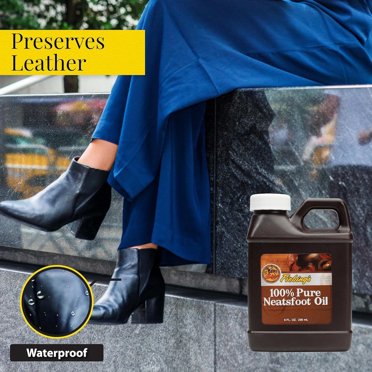 Fiebing's 100% Pure Neatsfoot Oil penetrates deep into leather fibres