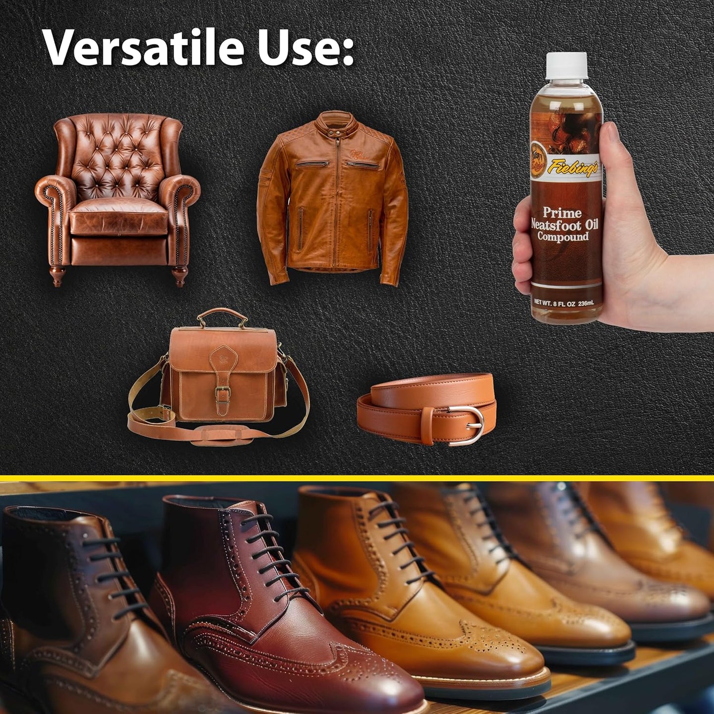 Refined formula Fiebing's Neatsfoot Oil Compound for colour preservation