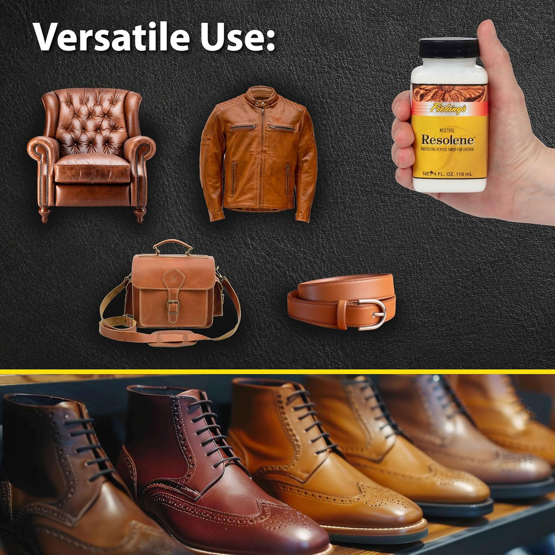 Neutral Fiebing's Resolene provides a clear flexible seal for dyed leather projects