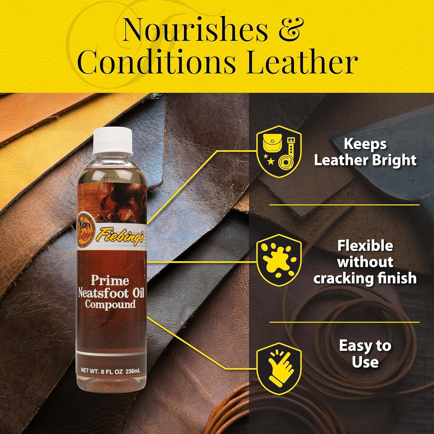 Fiebing's Prime Neatsfoot Compound minimizes darkening while conditioning leather