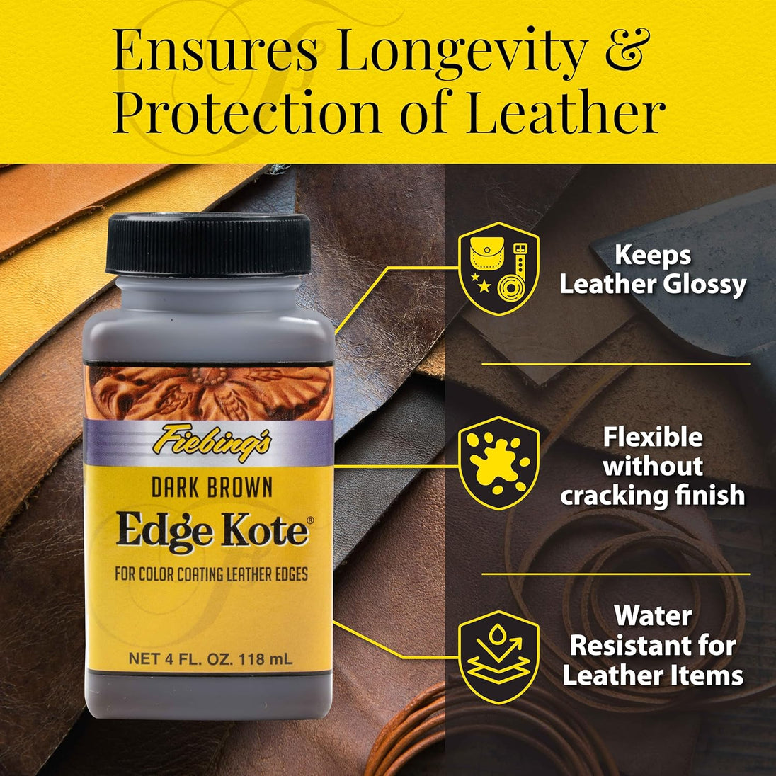 Professional edge finishing with Fiebing's Edge Kote on leather goods