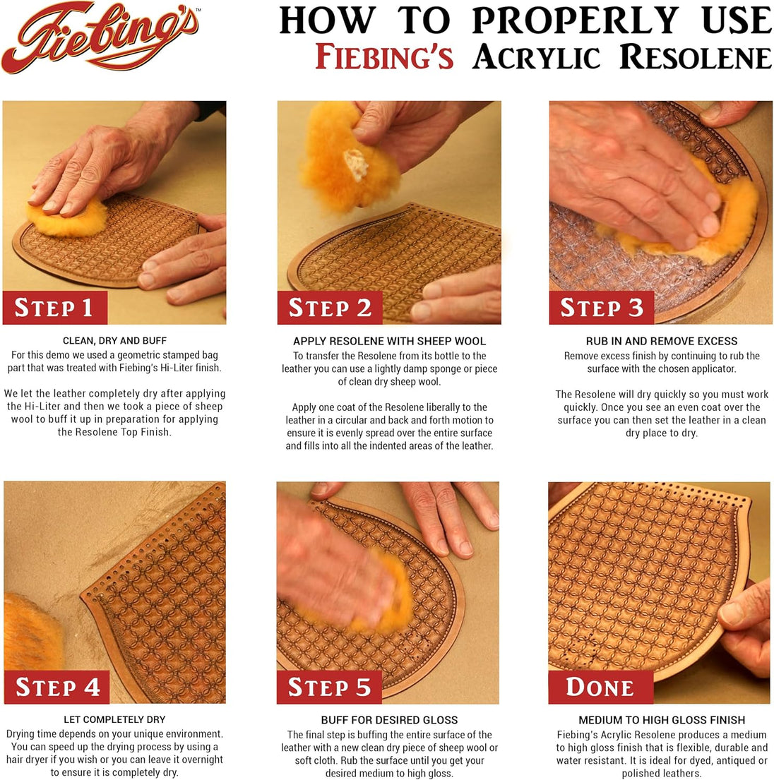 Professional leather project final coat with Fiebing's Resolene Finisher