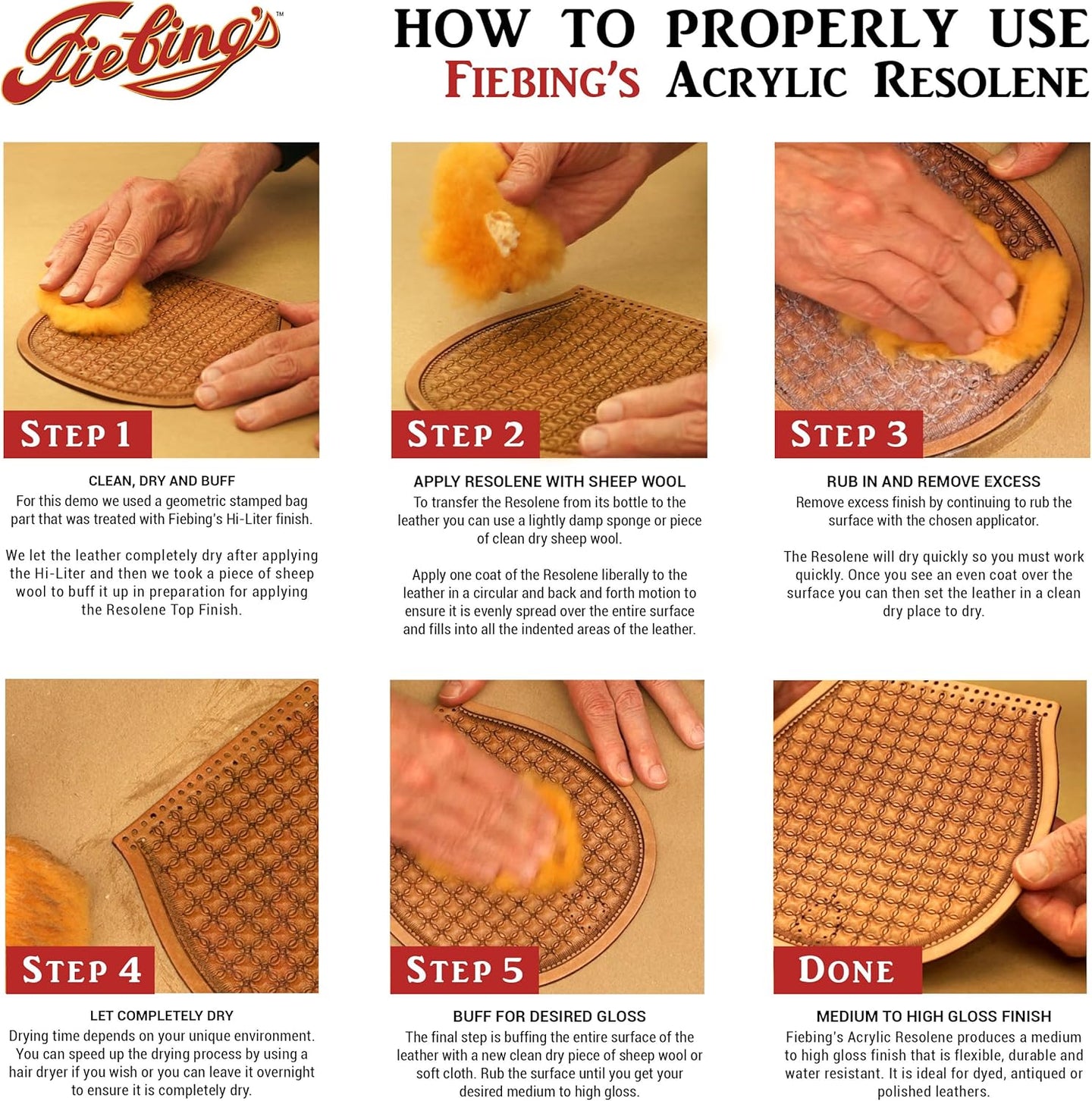 Professional leather project final coat with Fiebing's Resolene Finisher