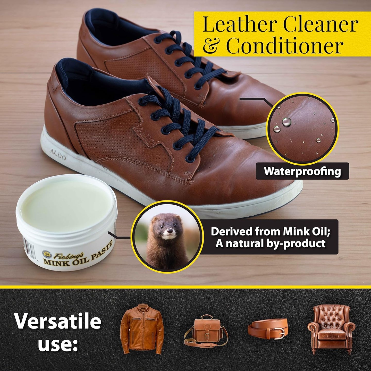 Fiebing's rich Mink Oil Paste formulation for work boots and outdoor leather gear