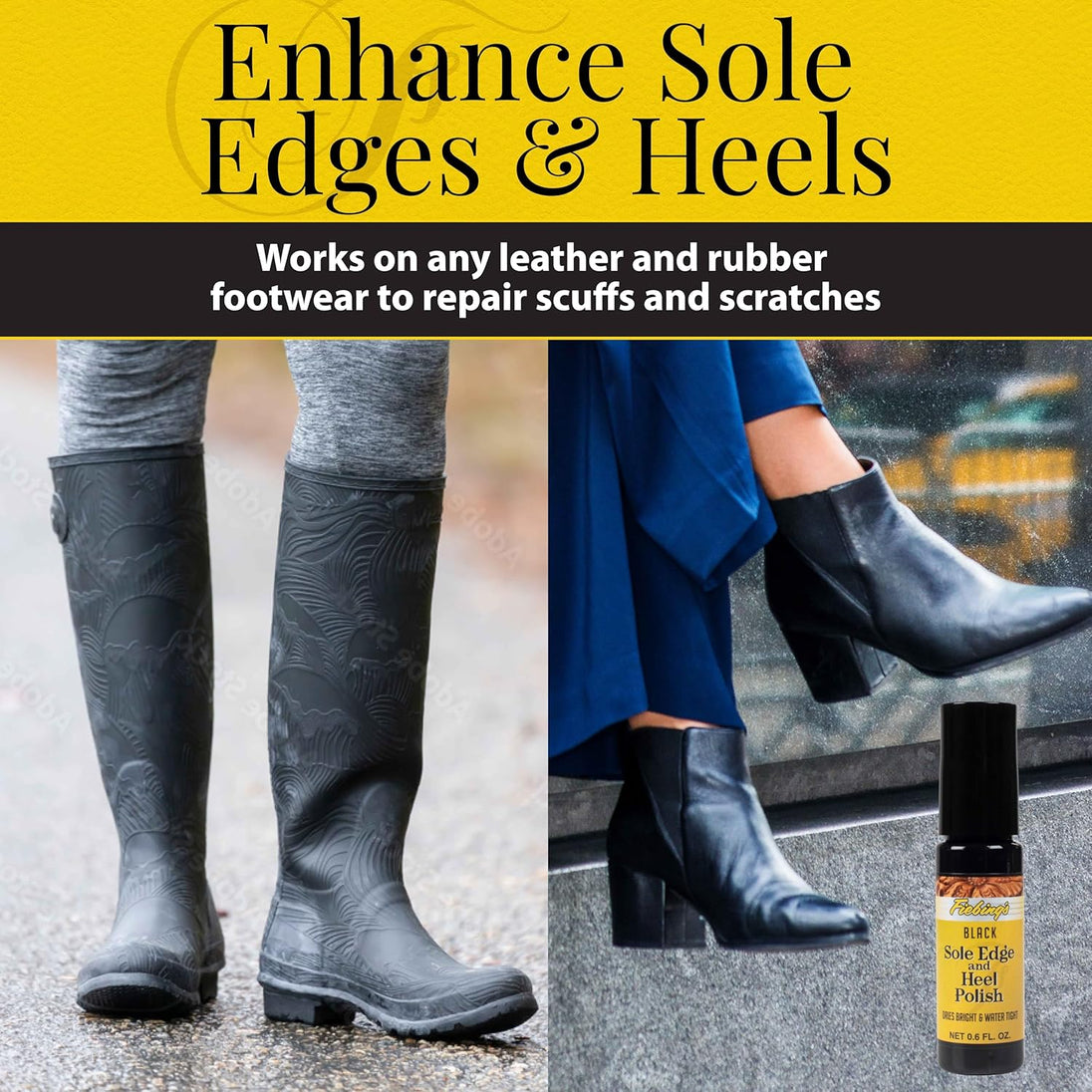 Fiebing's Edge Polish provides rich colour and glossy coating to shoe edges