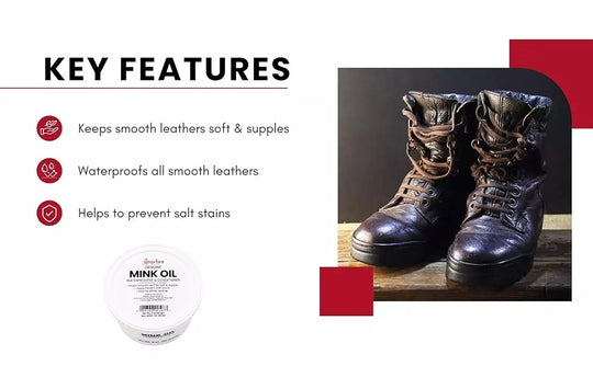 Restore suppleness and prevent drying with rich Angelus Mink Oil conditioner ideal for heavy-duty leather maintenance