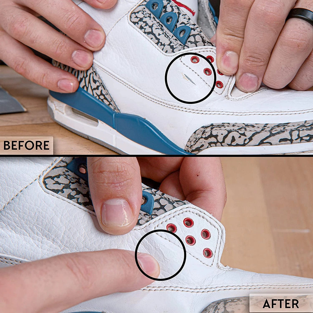 Angelus Paintable Filler jar with application tools for professional sneaker restoration and leather repair projects