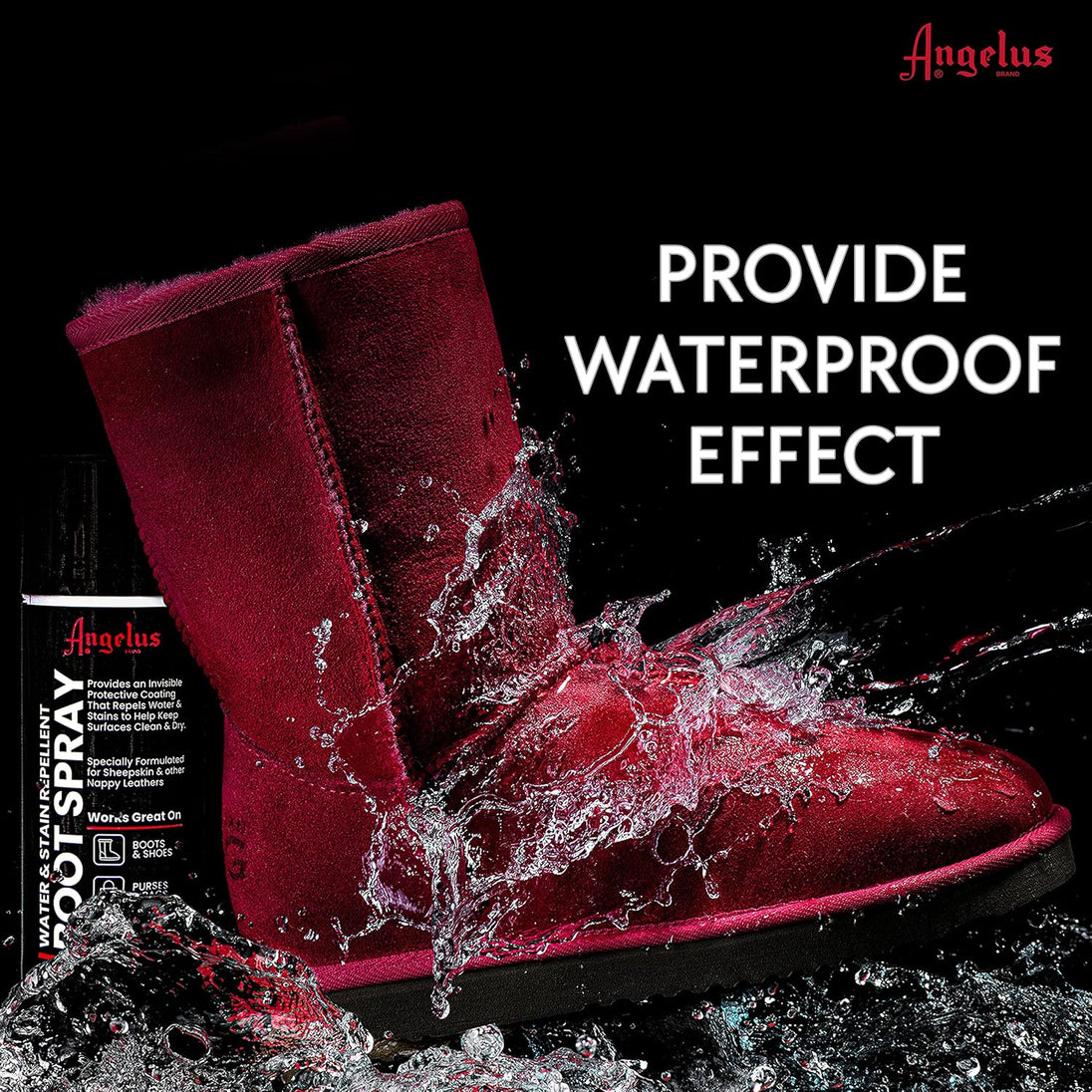 Protect your suede and nubuck items with Angelus aerosol spray designed to repel water and stains while maintaining natural texture