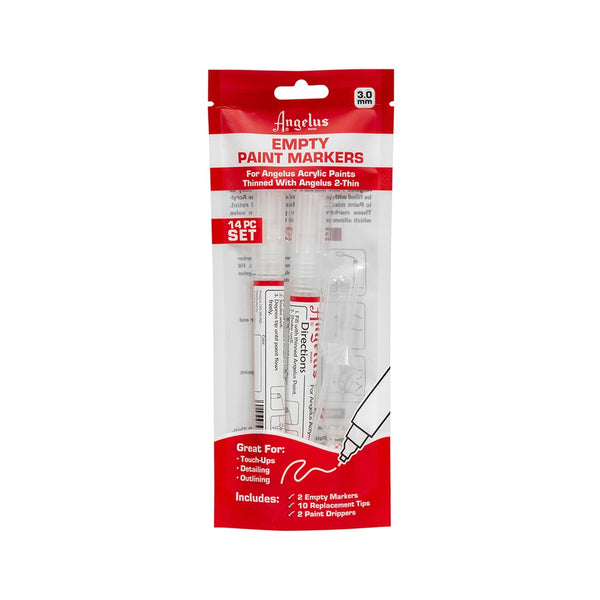 Angelus 14-Piece Empty Paint Marker Set with 3mm tips for creating your own fine-line custom colour pens for detailed sneaker art