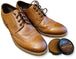 Applying BIRCH Renovating Shoe Polish to leather shoes for colour restoration and care