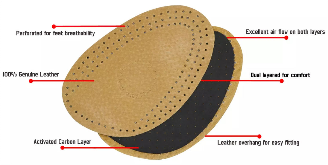 BIRCH womens leather half insoles offer breathable comfort and effective odour control designed specifically for the dimensions of ladies shoes