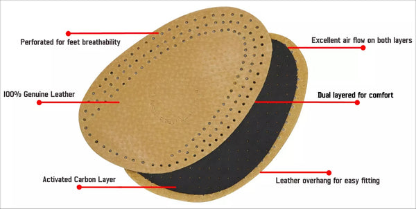BIRCH womens leather half insoles offer breathable comfort and effective odour control designed specifically for the dimensions of ladies shoes