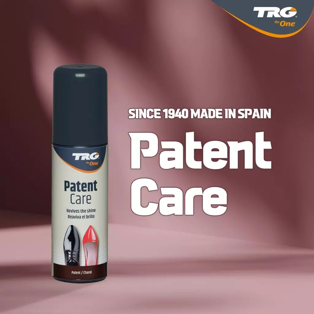 TRG Patent Care with applicator delivering specialized care for patent leather's unique requirements