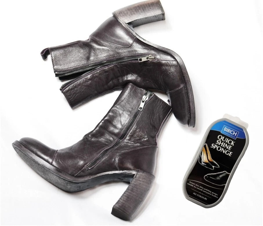 BIRCH Quick Shine Sponge features compact design perfect for travel or quick preparation touch-ups