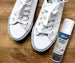 BIRCH Shoe Whitener effectively covers yellowing and discolouration on athletic shoes