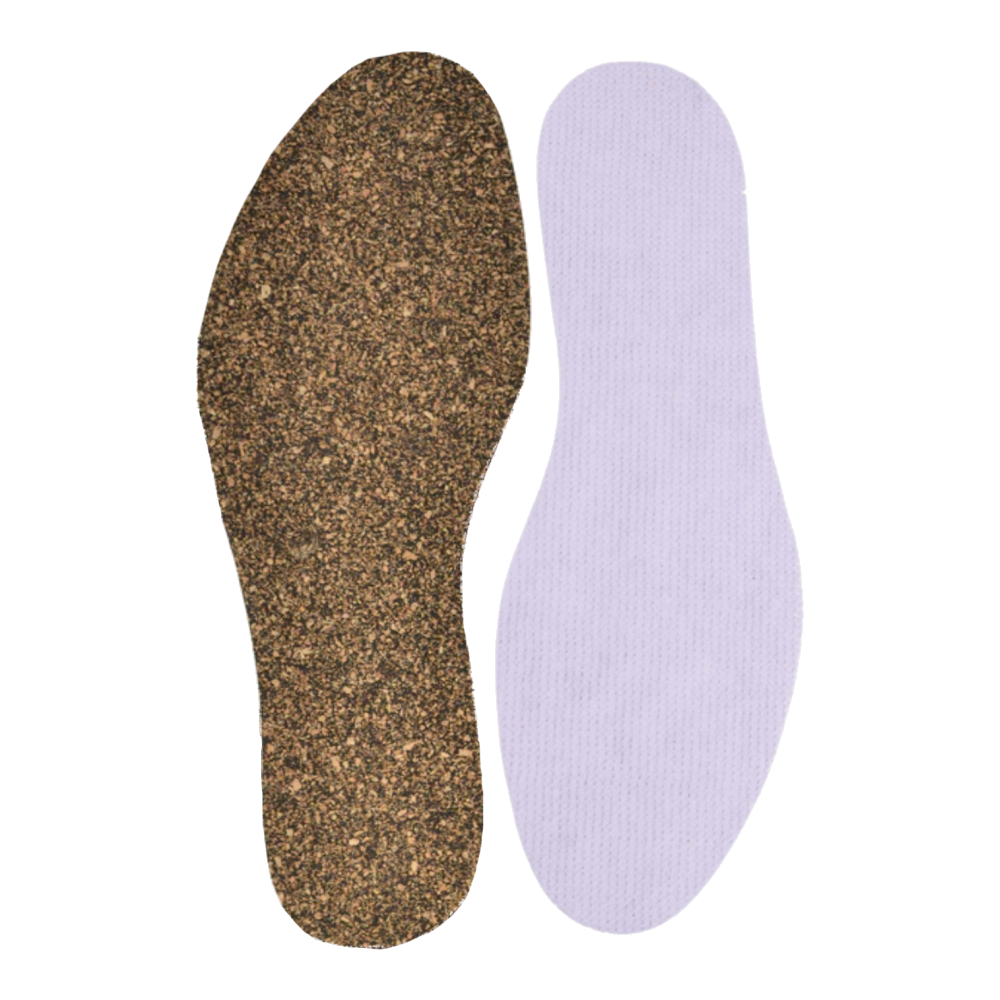 Experience personalised comfort with BIRCH mouldable cork insoles that shape to your foot for custom support and cushioning