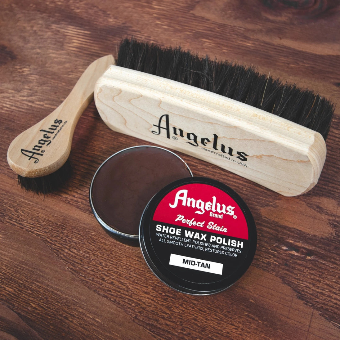 Angelus wax polish specifically formulated for white leather goods and accessory care
