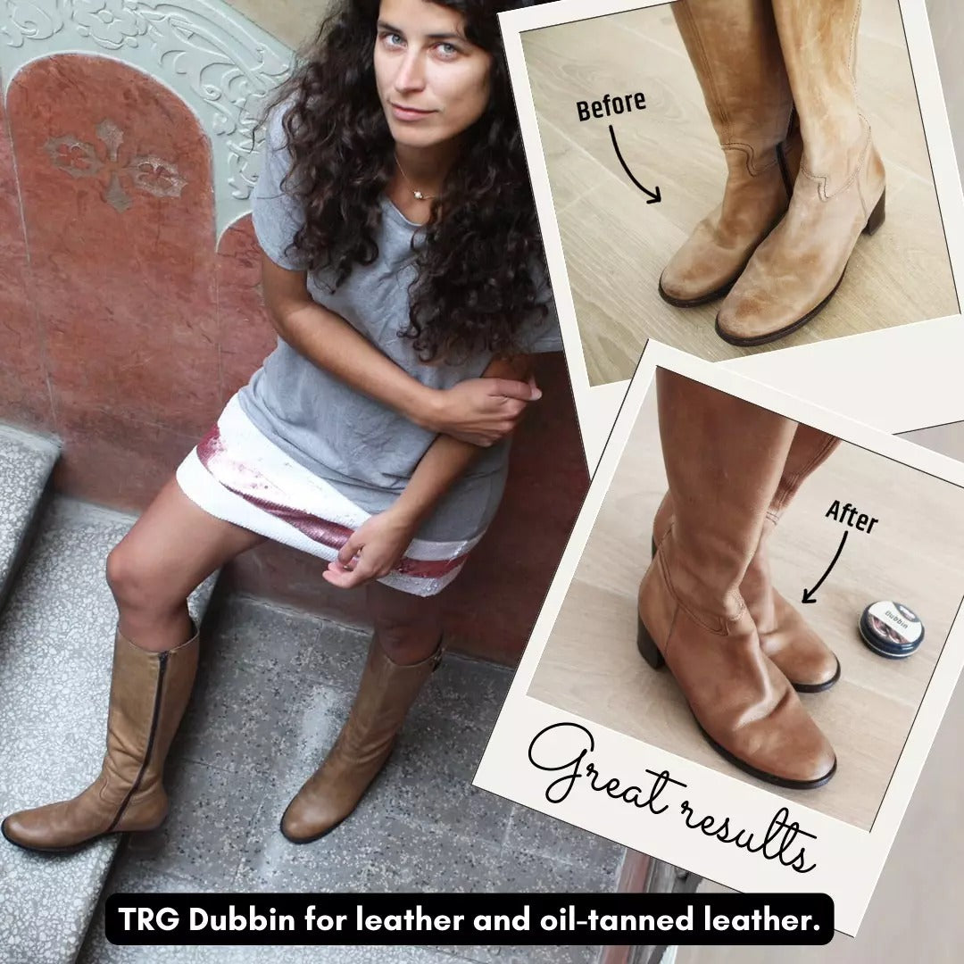 Professional leather conditioning with TRG Neutral Dubbin for weather protection and flexibility maintenance