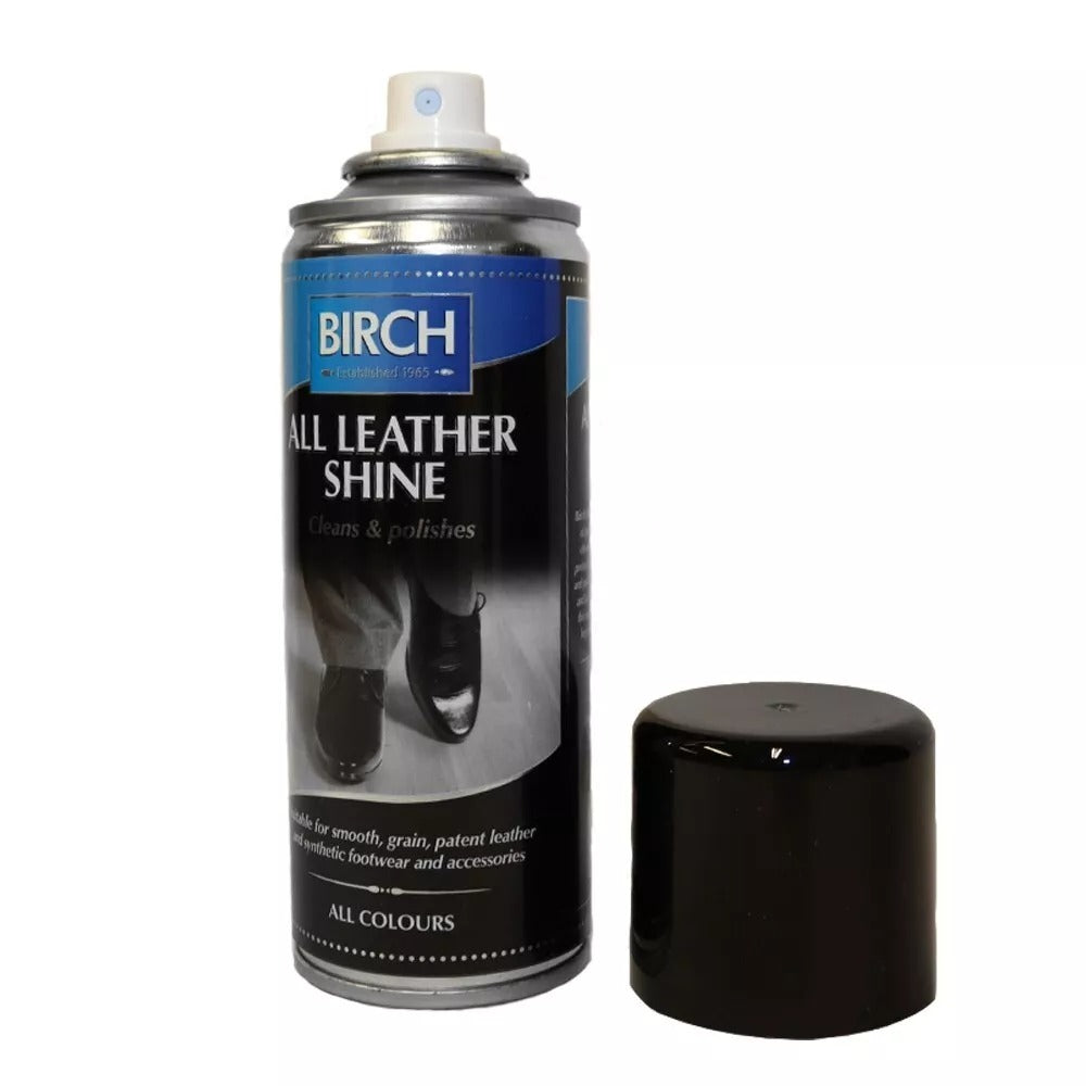 BIRCH All Leather Shine Aerosol 200ml provides instant gloss technology without buffing required