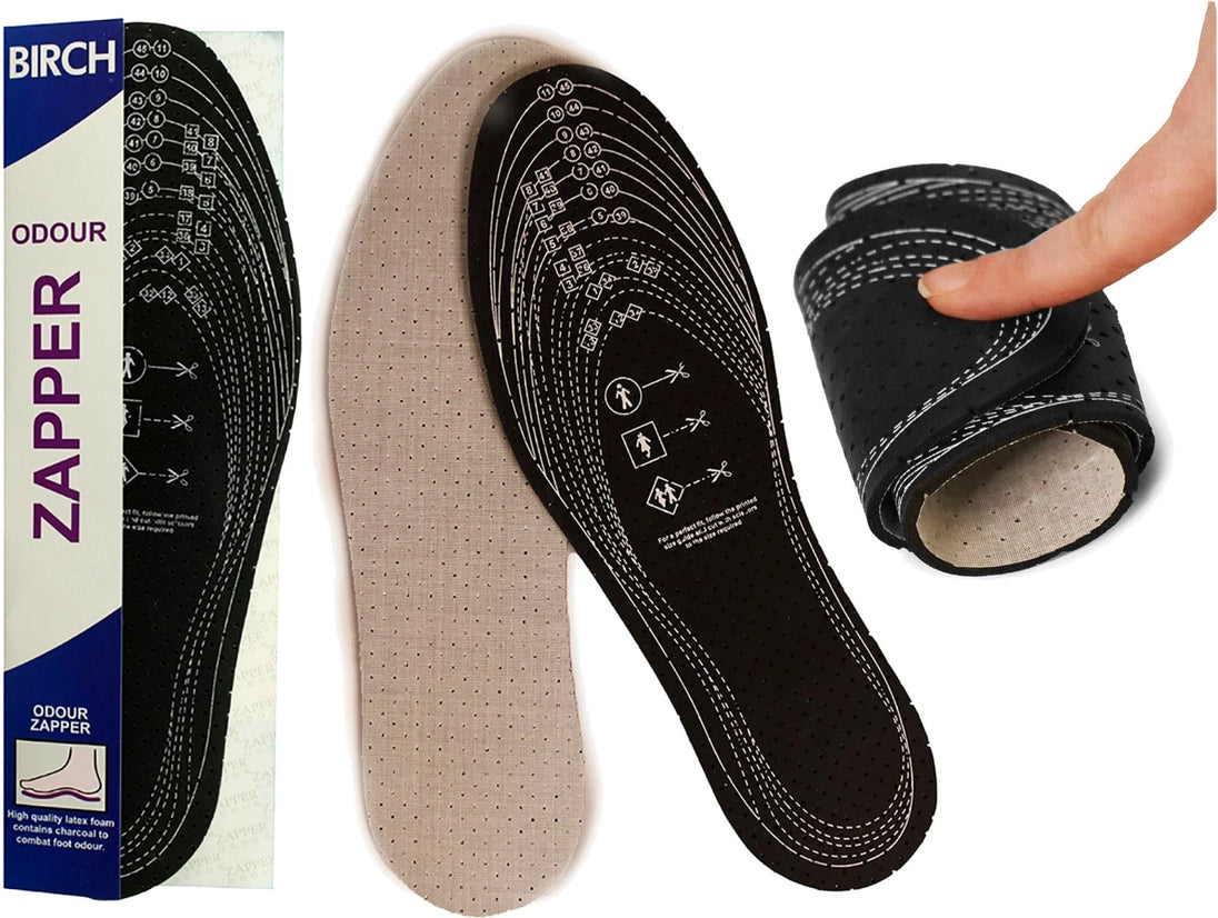 innovative BIRCH Odour Zapper insoles fight bacteria and neutralize odours while offering all day comfort