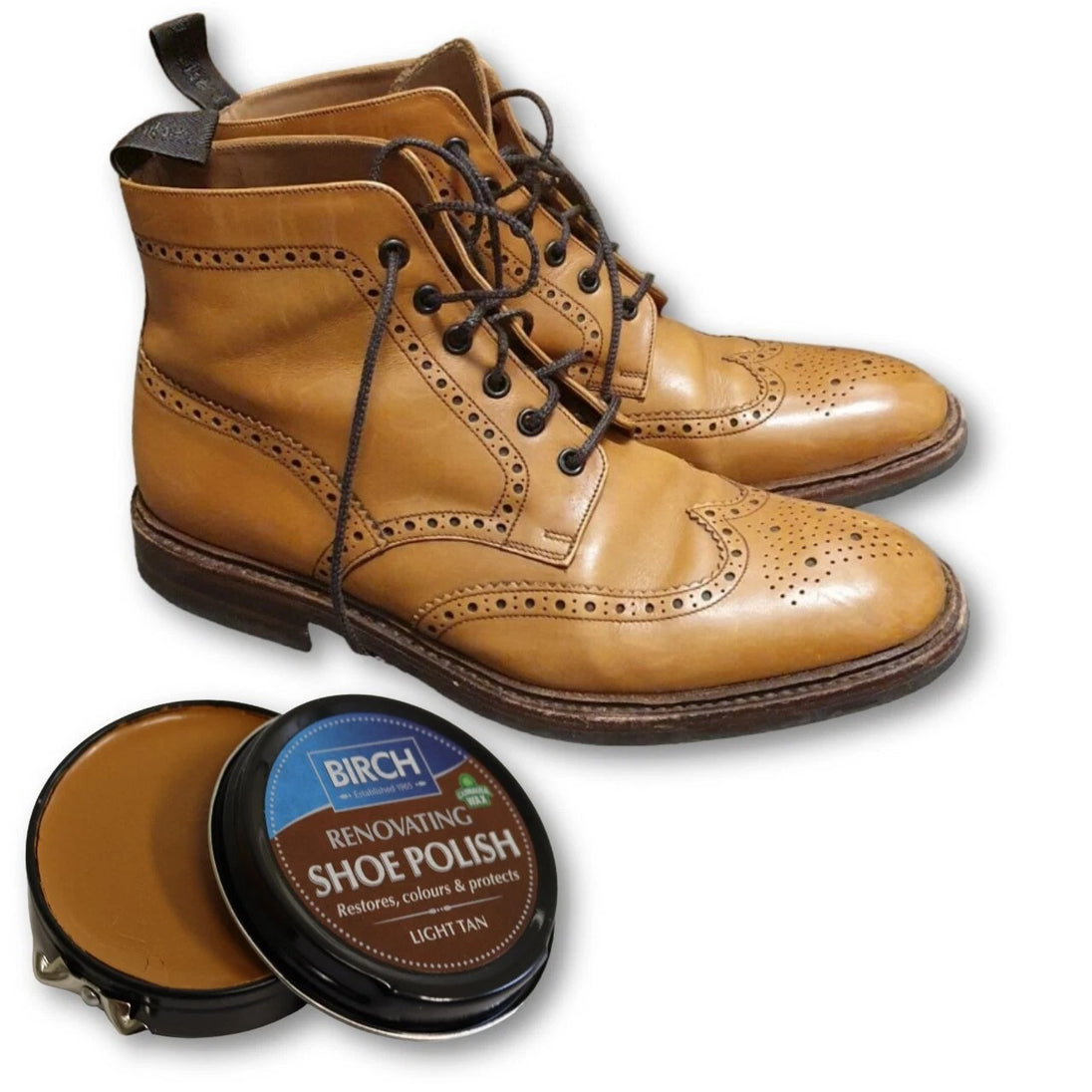 BIRCH Renovating Shoe Polish light tan for professional leather shoe maintenance