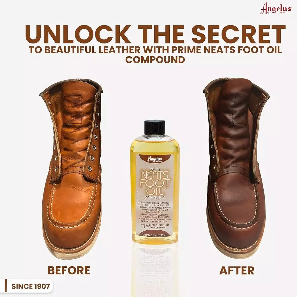 Natural leather oil providing traditional protection against damaging moisture salt and outdoor conditions