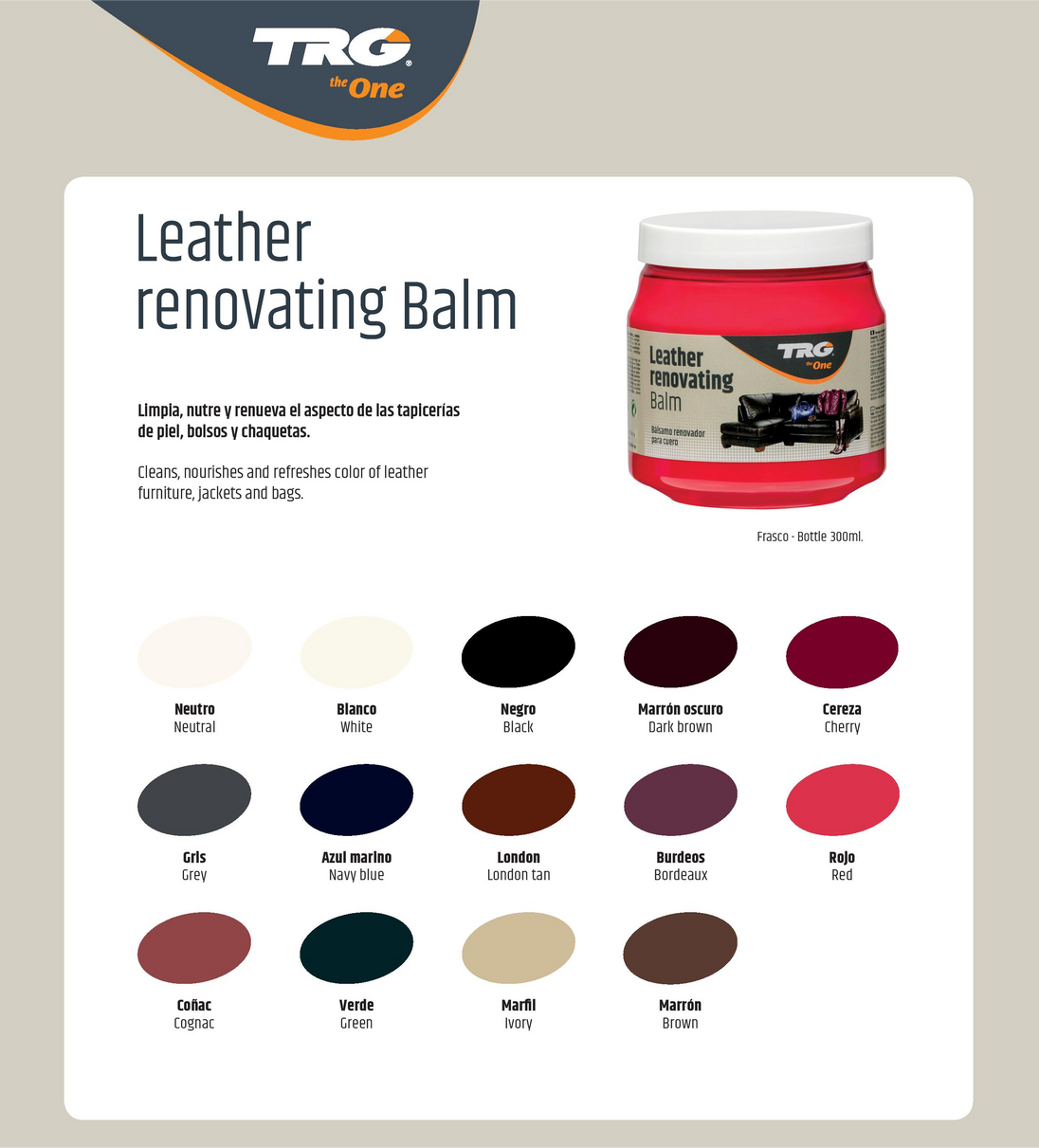 TRG Leather Renovating Balm delivering professional-strength formula for leather rehabilitation