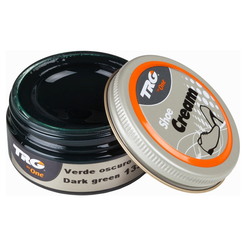 Professional Dark Green TRG shoe cream in a 50ml dumpi jar designed for leather conditioning and rich colour maintenance