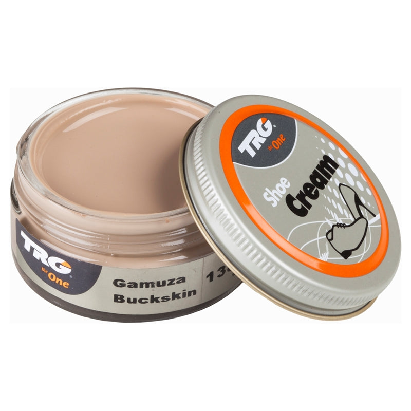Professional Buckskin TRG shoe cream for leather conditioning colour restoration and protection in a 50ml dumpi jar
