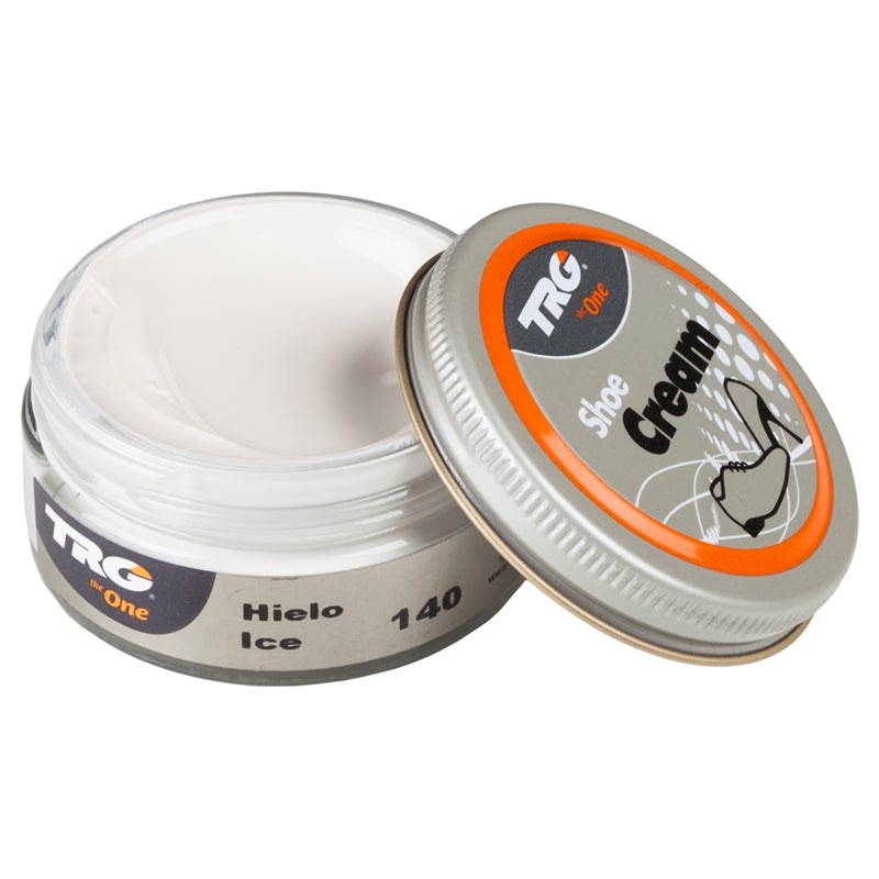 Condition and maintain leather shoes with TRG Ice professional shoe cream in a 50ml dumpi jar for cool tone colour maintenance