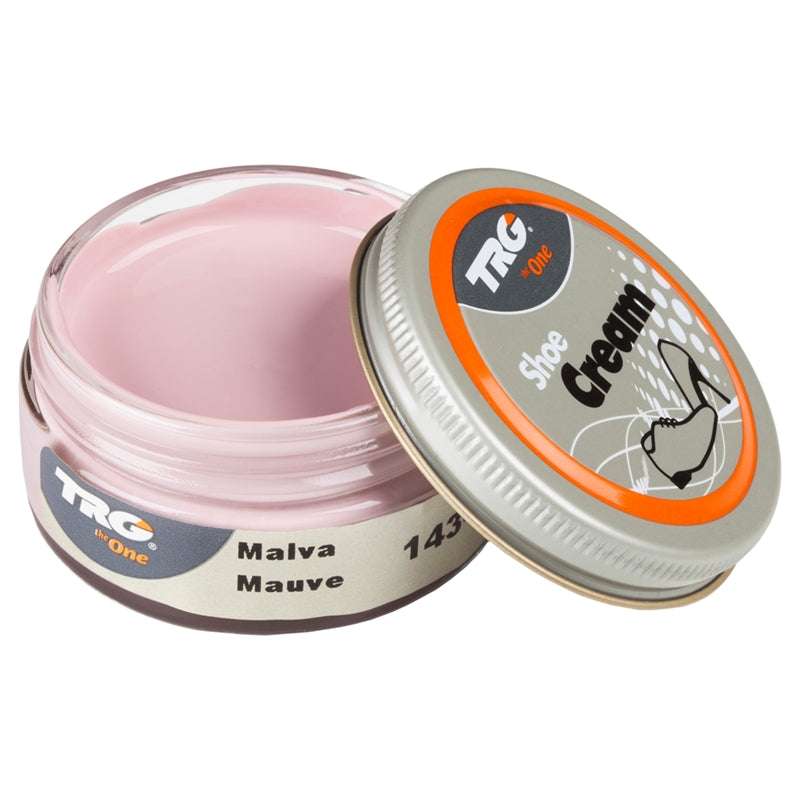 Professional Mauve TRG shoe cream in a 50ml dumpi jar designed for leather conditioning and subtle colour maintenance